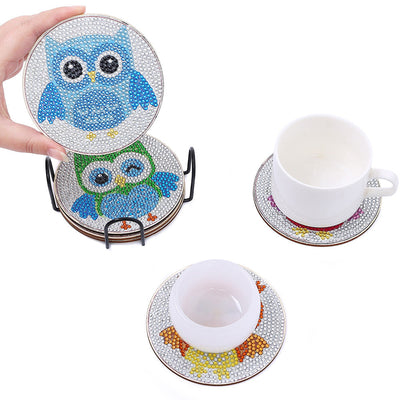 Hibou érudit Sous-tasse Broderie Diamant 6Pcs