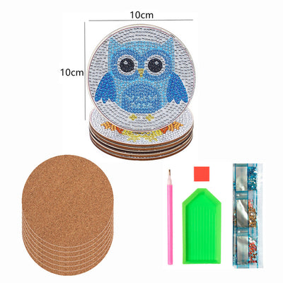 Hibou érudit Sous-tasse Broderie Diamant 6Pcs