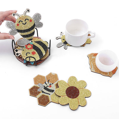 Les abeilles et le miel Sous-tasse Broderie Diamant 10Pcs