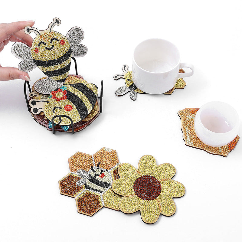 Les abeilles et le miel Sous-tasse Broderie Diamant 10Pcs