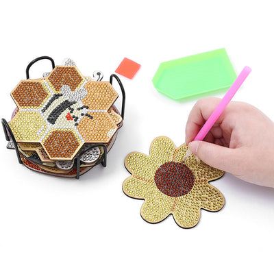 Les abeilles et le miel Sous-tasse Broderie Diamant 10Pcs