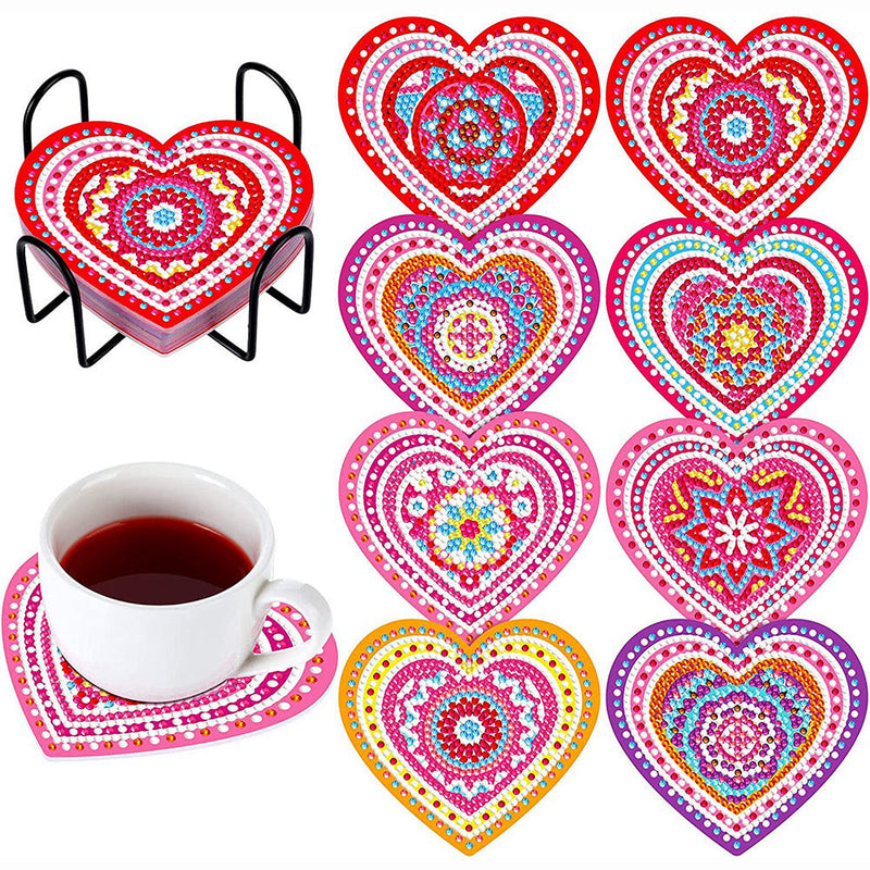 Cordiforme Sous-tasse Broderie Diamant 8Pcs