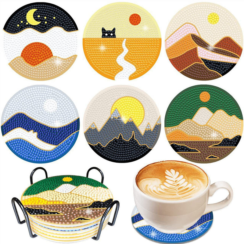 Paysage Nature Sous-tasse Broderie Diamant 6Pcs