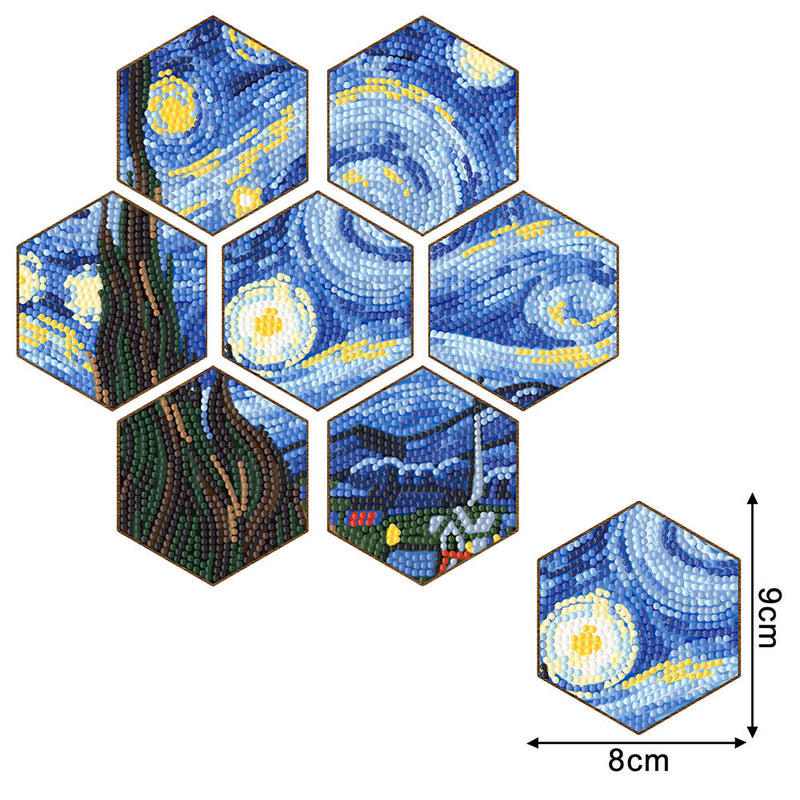 Ciel étoilé hexagonal Sous-tasse Broderie Diamant 7Pcs