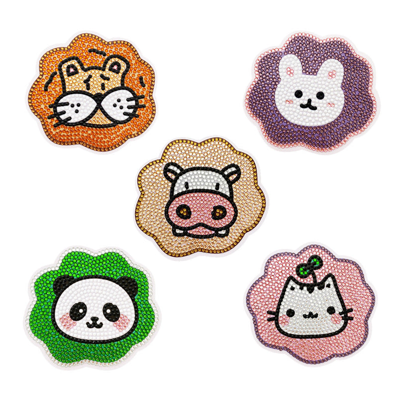 Drôles d’animaux Sous-tasse Broderie Diamant 5Pcs