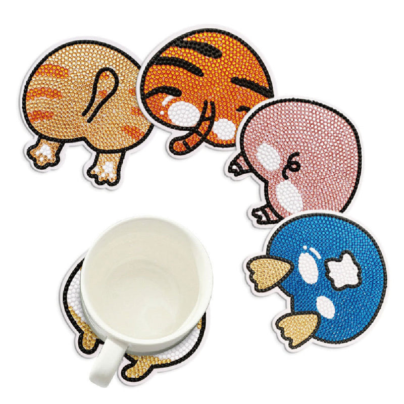 Drôles d’animaux Sous-tasse Broderie Diamant 5Pcs