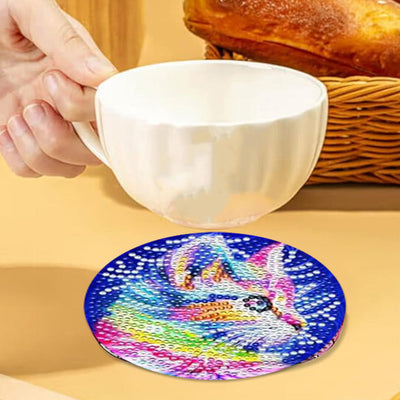 Animal bleu Sous-tasse Broderie Diamant 8Pcs