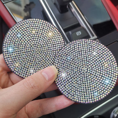 Montagnes russes de voiture rondes Sous-tasse Broderie Diamant 2Pcs