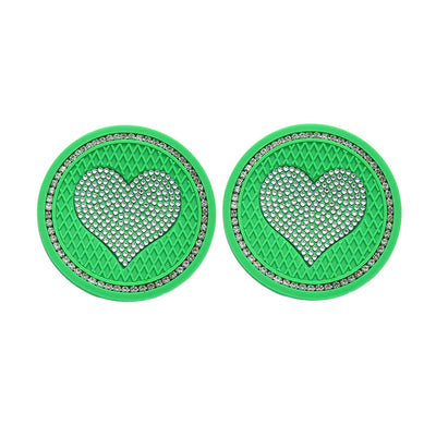 Dessous de verre de voiture en forme de cœur Sous-tasse Broderie Diamant 2Pcs