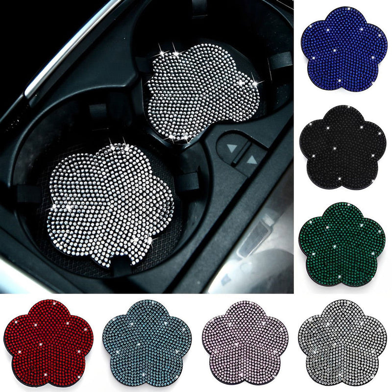 Sous-verre de voiture en forme de fleur de prunier Sous-tasse Broderie Diamant 2Pcs