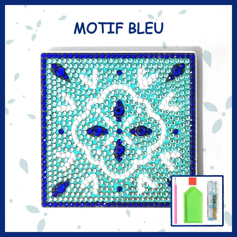 Motif pop carré Sous-tasse Broderie Diamant 1/6Pcs