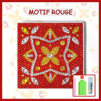 Motif pop carré Sous-tasse Broderie Diamant 1/6Pcs