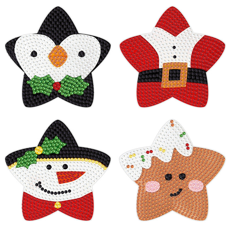 Style de Noël (avec lumière) Sous-tasse Broderie Diamant 4Pcs