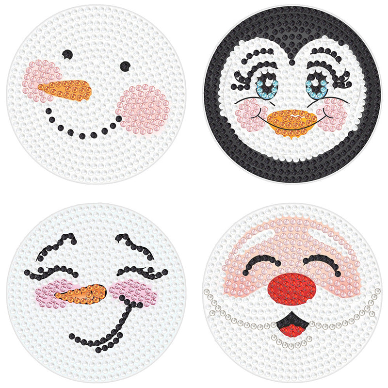 Style de Noël (avec lumière) Sous-tasse Broderie Diamant 4Pcs