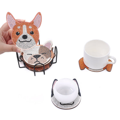 Chien souriant Sous-tasse Broderie Diamant 10Pcs