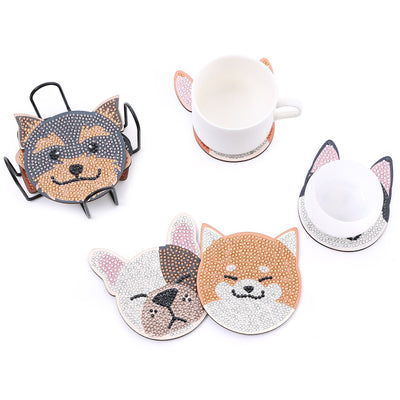 Chien souriant Sous-tasse Broderie Diamant 10Pcs