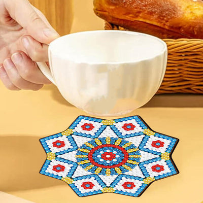 Mandala de forme irrégulière Sous-tasse Broderie Diamant 6Pcs