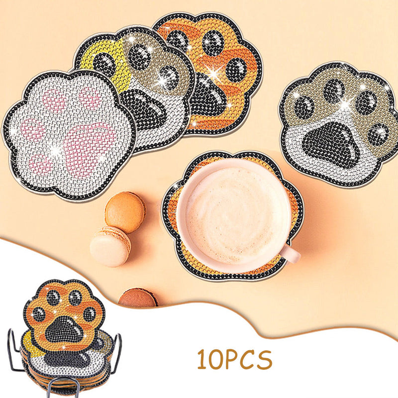 Griffes d’Animaux Sous-tasse Broderie Diamant 10Pcs