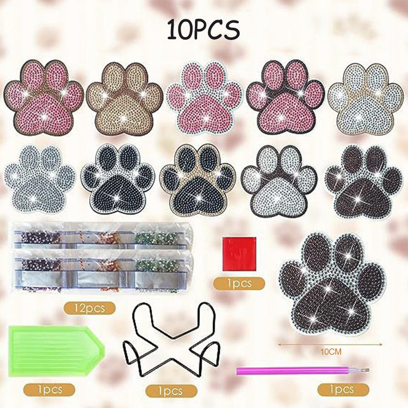 Griffes d’Animaux Sous-tasse Broderie Diamant 10Pcs