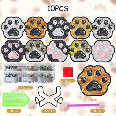 Griffes d’Animaux Sous-tasse Broderie Diamant 10Pcs