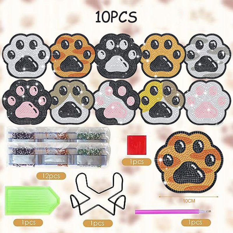 Griffes d’Animaux Sous-tasse Broderie Diamant 10Pcs