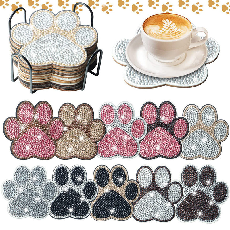 Griffes d’Animaux Sous-tasse Broderie Diamant 10Pcs
