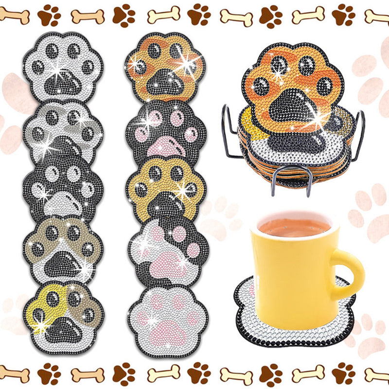 Griffes d’Animaux Sous-tasse Broderie Diamant 10Pcs