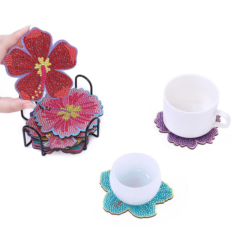 Fleurs de forme irrégulière Sous-tasse Broderie Diamant 10Pcs