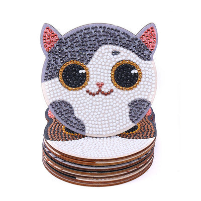 Chats mignons Sous-tasse Broderie Diamant 12Pcs