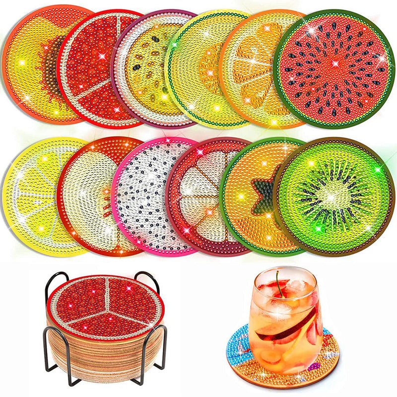 Fruits divers Sous-tasse Broderie Diamant 12Pcs