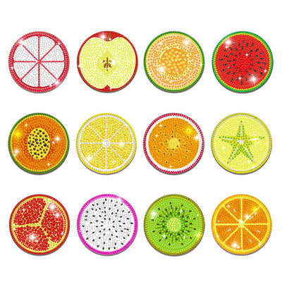 Fruits divers Sous-tasse Broderie Diamant 12Pcs