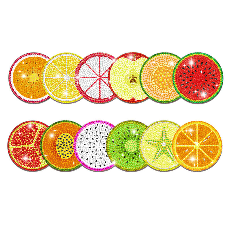 Fruits divers Sous-tasse Broderie Diamant 12Pcs