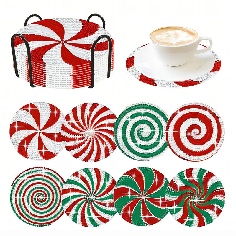 Sucette de Noël Sous-tasse Broderie Diamant 8/10Pcs