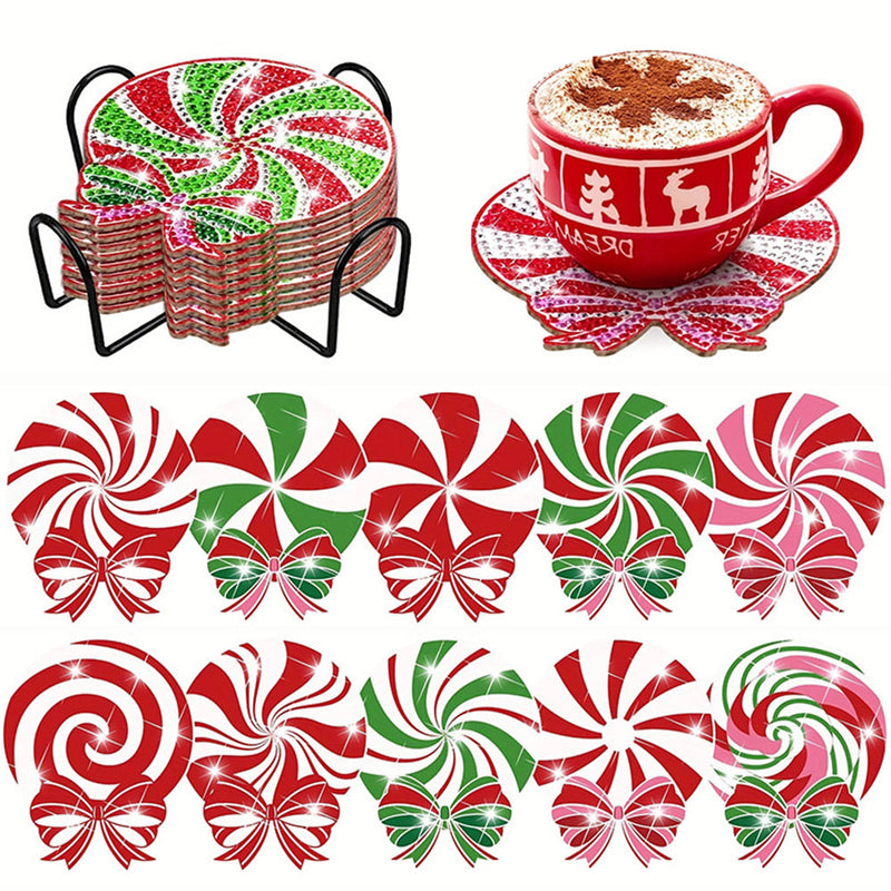 Sucette de Noël Sous-tasse Broderie Diamant 8/10Pcs