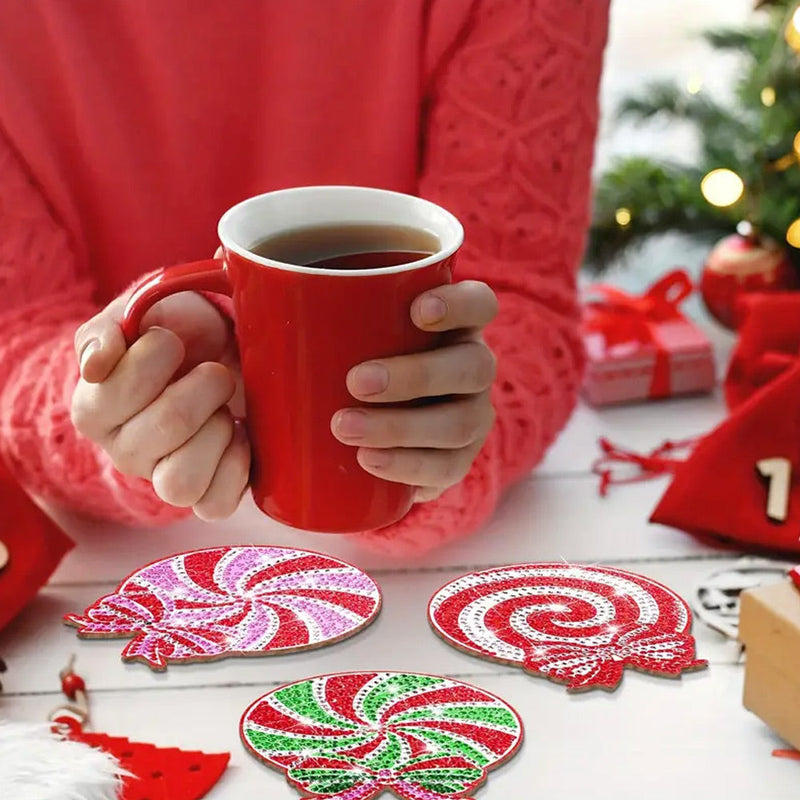 Sucette de Noël Sous-tasse Broderie Diamant 8/10Pcs