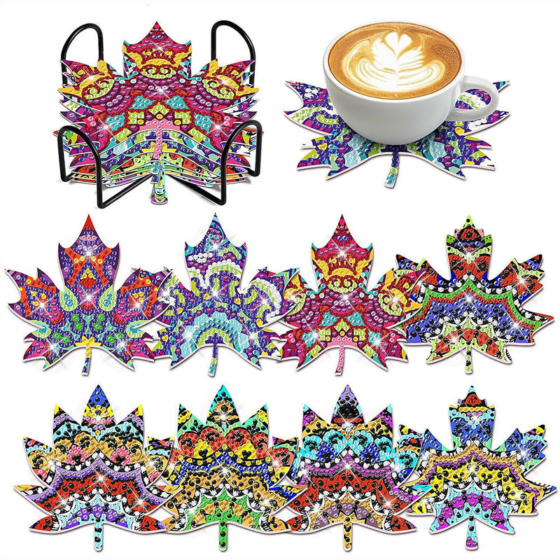 Érable d’automne Sous-tasse Broderie Diamant 8Pcs