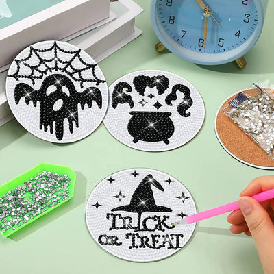 Squelette d’Halloween Sous-tasse Broderie Diamant 8Pcs