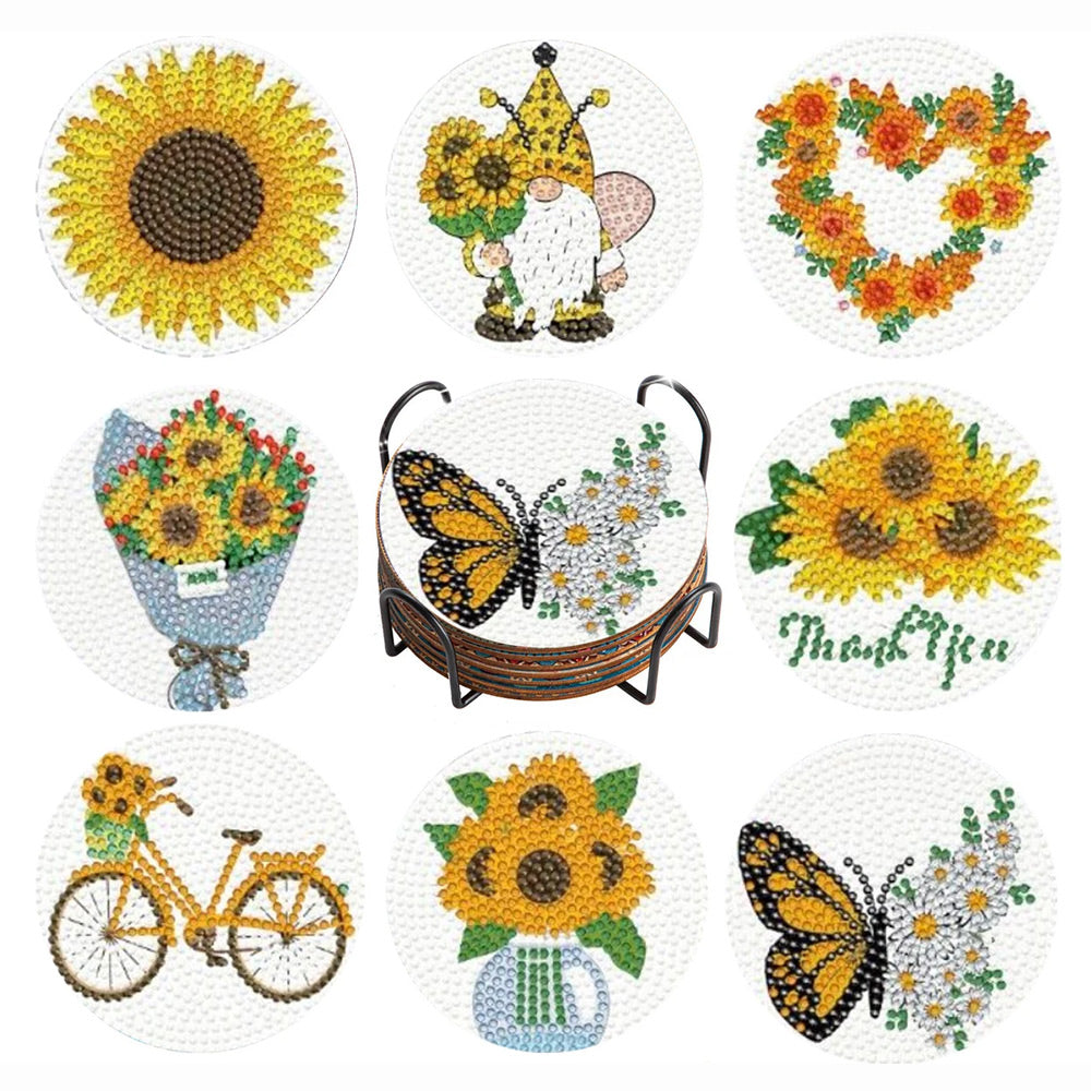 Tournesol Sous-tasse Broderie Diamant 8Pcs