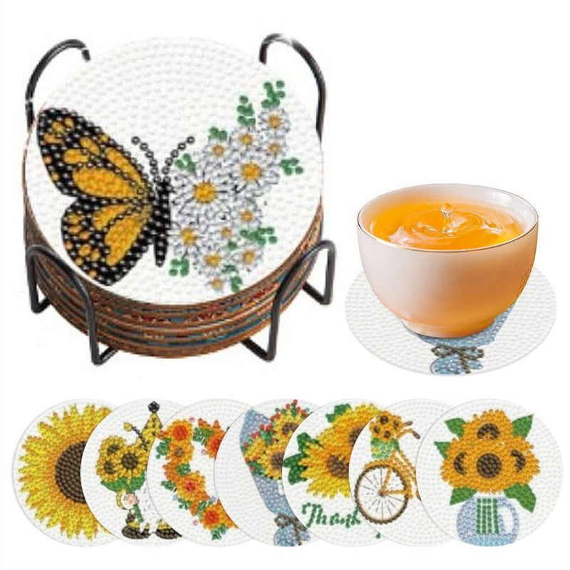 Tournesol Sous-tasse Broderie Diamant 8Pcs