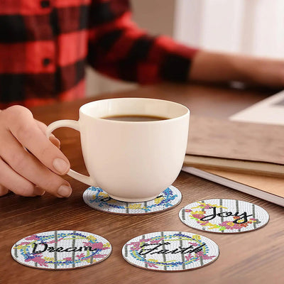 Des mots chaleureux Sous-tasse Broderie Diamant 8Pcs