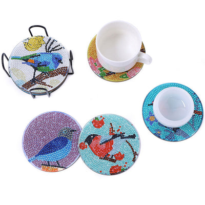 Oiseaux de printemps Sous-tasse Broderie Diamant 10Pcs