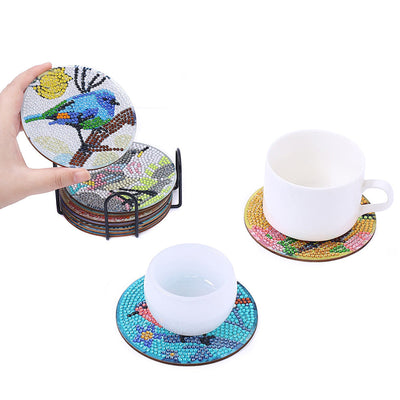 Oiseaux de printemps Sous-tasse Broderie Diamant 10Pcs