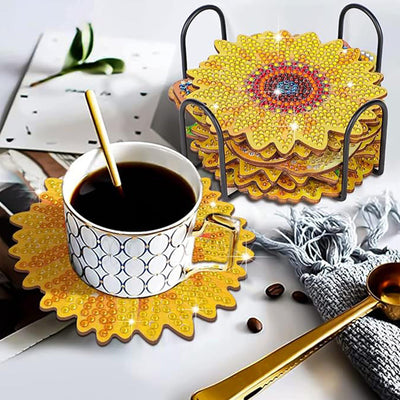 Papillon et tournesol Sous-tasse Broderie Diamant 10Pcs