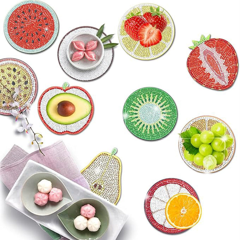 Fruits d’été Sous-tasse Broderie Diamant 10Pcs