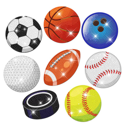 Balles Sports Sous-tasse Broderie Diamant 8Pcs