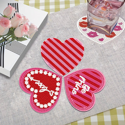 En forme de coeur Sous-tasse Broderie Diamant 10Pcs