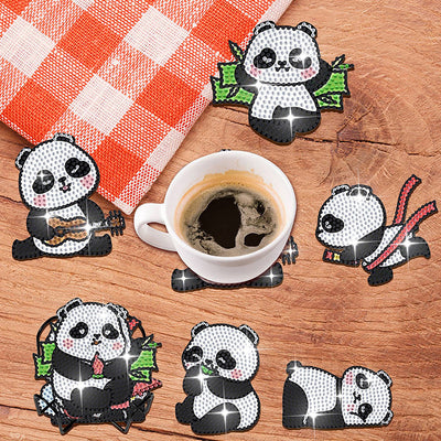 Panda sportif Sous-tasse Broderie Diamant 10Pcs