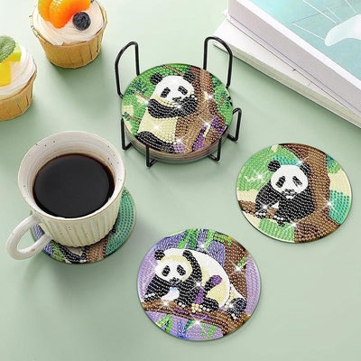 Panda Sous-tasse Broderie Diamant 8Pcs