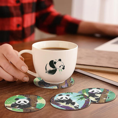 Panda Sous-tasse Broderie Diamant 8Pcs