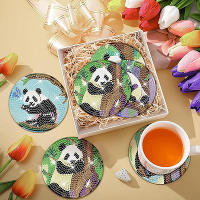 Panda Sous-tasse Broderie Diamant 8Pcs